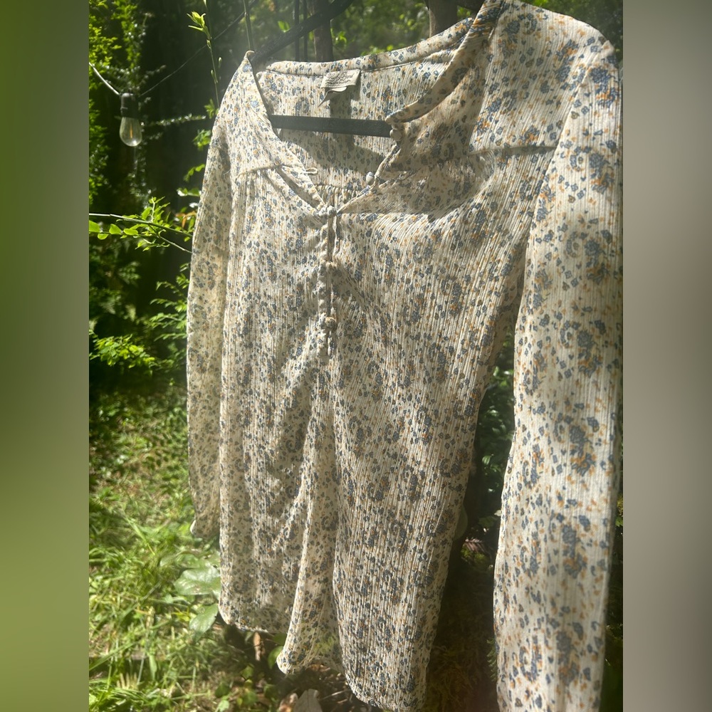 See through flower blouse